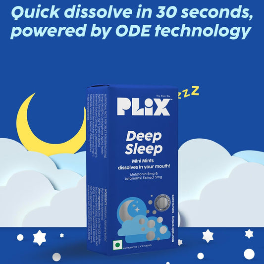 Plix Melatonin Tablet Deep Sleep Oral Dissolving Mini Mints Effervescent Supporting Restful Sleep | Non Habit Forming | Melatonin And Jatamansi Extracts (5Mg) | Pack Of 1, 30 Mints